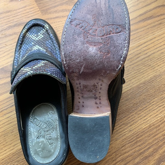 Freebird By Steven Shoes Collins Design Leather Women Size 6 Mules Heels Shoes - Picture 4 of 5